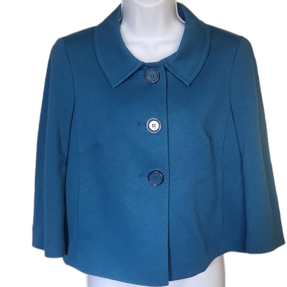 Talbots Stretch Blazer Jacket Teal Size 6